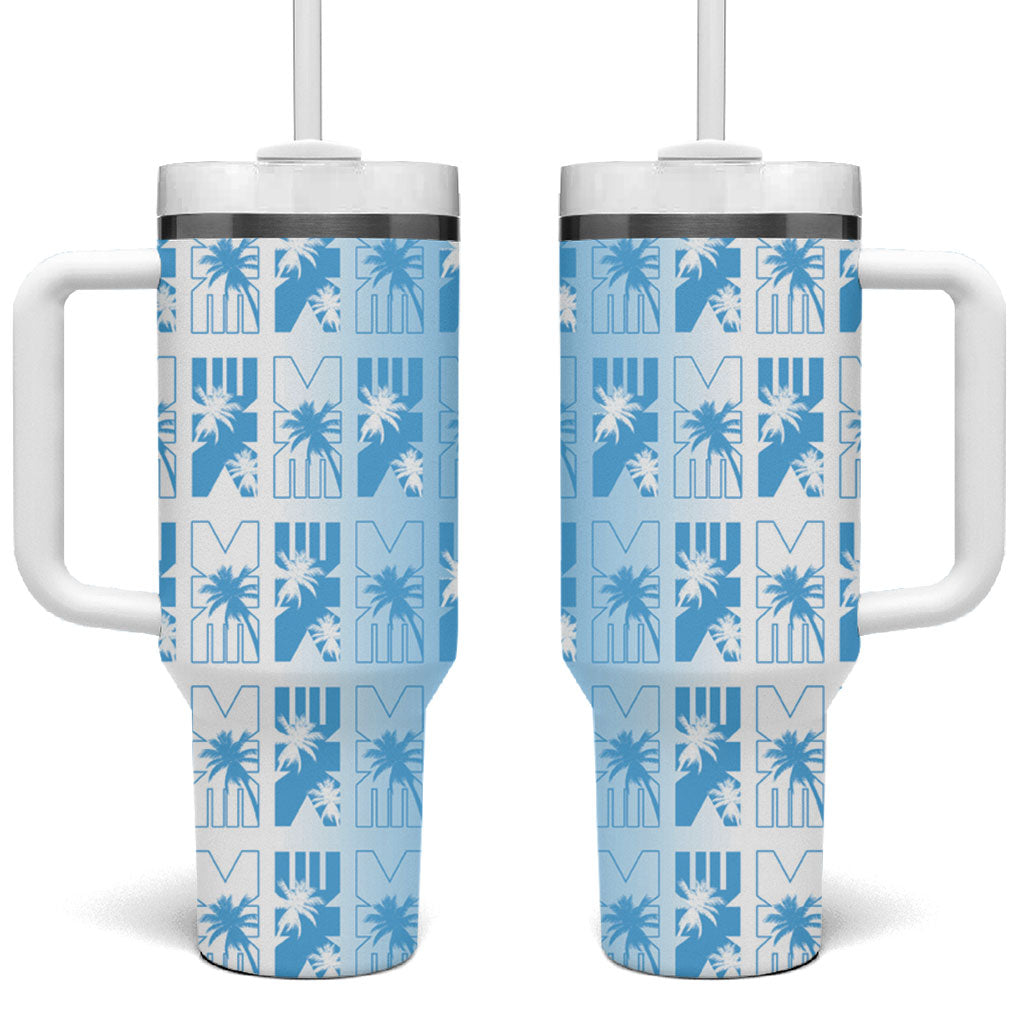 Bula Fiji Tumbler With Handle White Makare Masi Tapa Pattern LT05 One Size: 40 oz White - Polynesian Pride