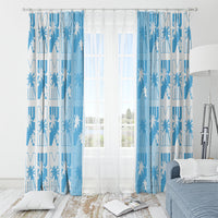 Bula Fiji Window Curtain White Makare Masi Tapa Pattern LT05 - Polynesian Pride