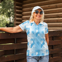 Bula Fiji Women Polo Shirt White Makare Masi Tapa Pattern LT05 - Polynesian Pride