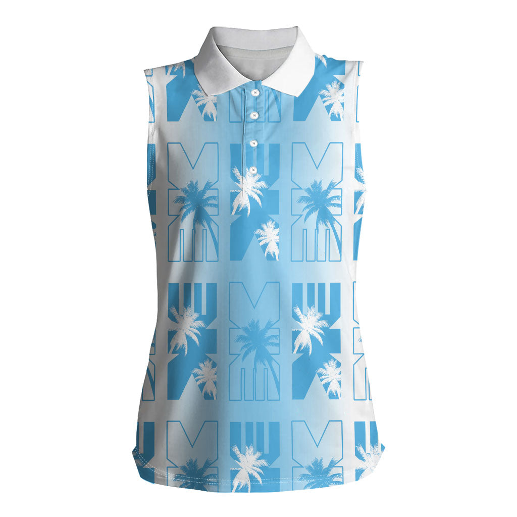 Bula Fiji Women Sleeveless Polo Shirt White Makare Masi Tapa Pattern LT05 Female White - Polynesian Pride