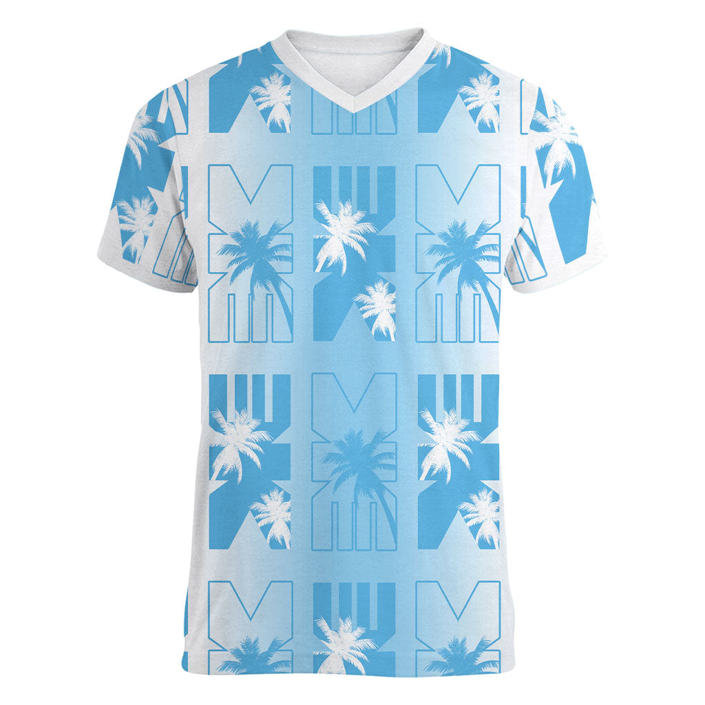 Bula Fiji Women V-Neck T-Shirt White Makare Masi Tapa Pattern LT05 Female White - Polynesian Pride