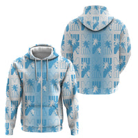 Bula Fiji Zip Hoodie White Makare Masi Tapa Pattern LT05 - Polynesian Pride