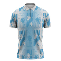Bula Fiji Zipper Polo Shirt White Makare Masi Tapa Pattern LT05 White - Polynesian Pride