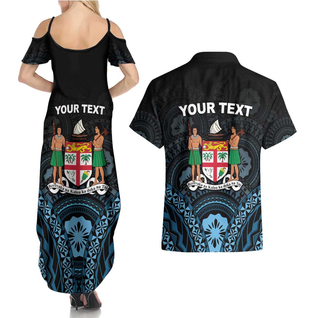 Personalised Happy Fiji Day 1970 Couples Matching Summer Maxi Dress and Hawaiian Shirt Flag Grunge Style LT05 - Polynesian Pride