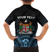Personalised Happy Fiji Day 1970 Family Matching Long Sleeve Bodycon Dress and Hawaiian Shirt Flag Grunge Style LT05 - Polynesian Pride