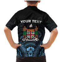 Personalised Happy Fiji Day 1970 Family Matching Mermaid Dress and Hawaiian Shirt Flag Grunge Style LT05 - Polynesian Pride