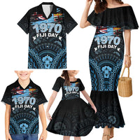 Personalised Happy Fiji Day 1970 Family Matching Mermaid Dress and Hawaiian Shirt Flag Grunge Style LT05 - Polynesian Pride