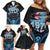 Personalised Happy Fiji Day 1970 Family Matching Off Shoulder Short Dress and Hawaiian Shirt Flag Grunge Style