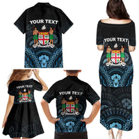 Personalised Happy Fiji Day 1970 Family Matching Puletasi and Hawaiian Shirt Flag Grunge Style LT05 - Polynesian Pride