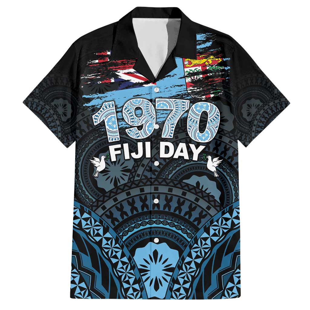 Personalised Happy Fiji Day 1970 Hawaiian Shirt Flag Grunge Style