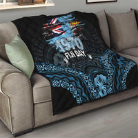 Happy Fiji Day 1970 Quilt Flag Grunge Style