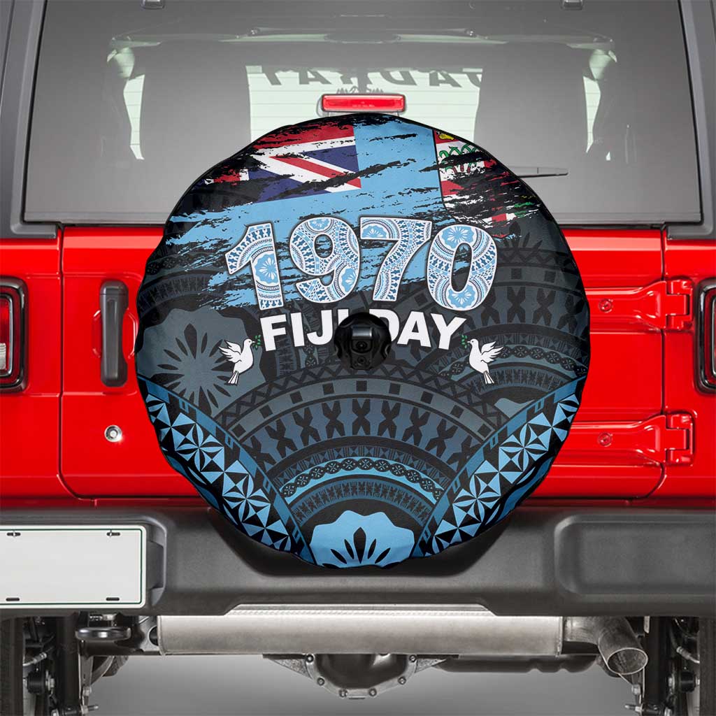 Happy Fiji Day 1970 Spare Tire Cover Flag Grunge Style