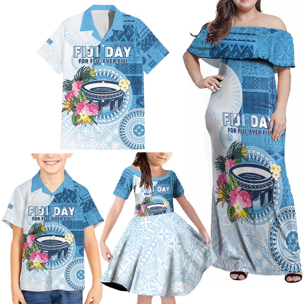 Fiji Day Family Matching Off Shoulder Maxi Dress and Hawaiian Shirt Proud To Be Fijian LT05 - Polynesian Pride