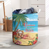 Hawaii Jolly Christmas Laundry Basket Xmas Is Better At The Beach LT05 Blue - Polynesian Pride