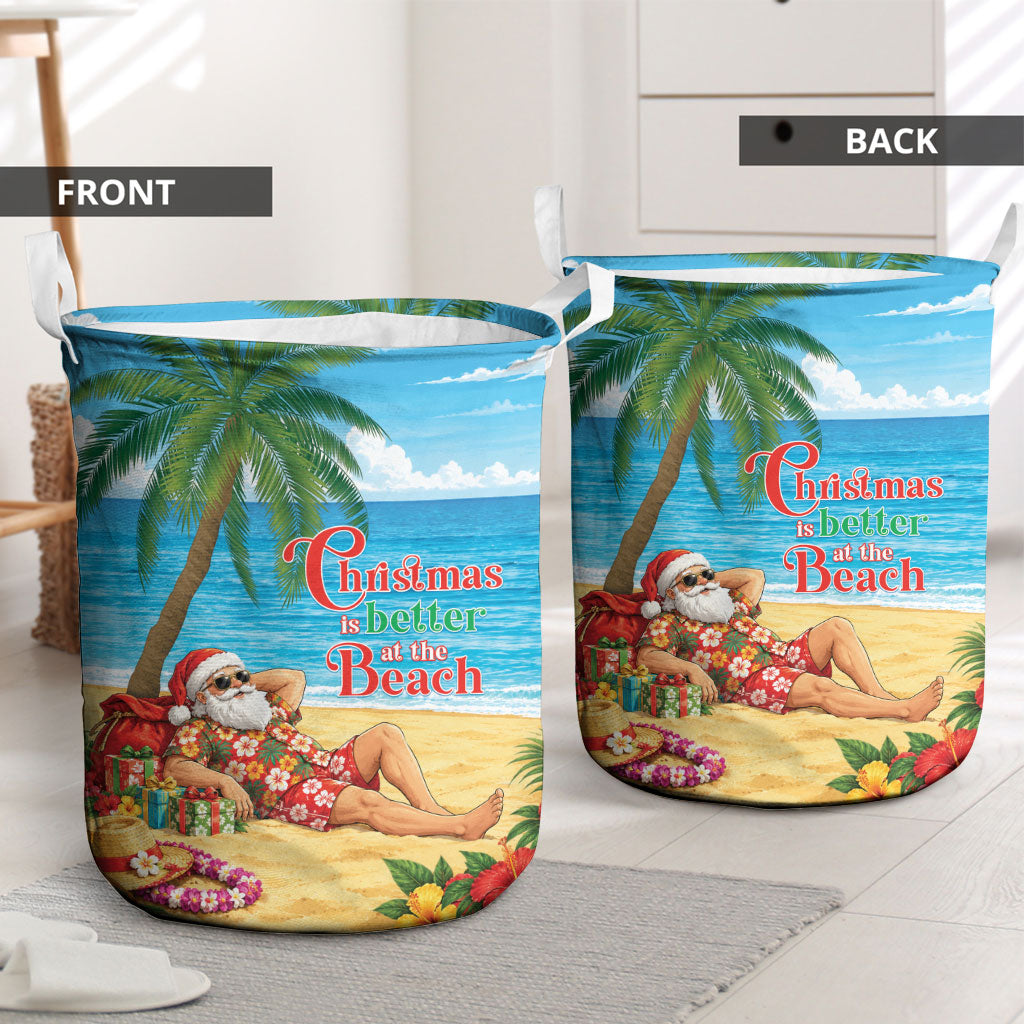 Hawaii Jolly Christmas Laundry Basket Xmas Is Better At The Beach LT05 - Polynesian Pride