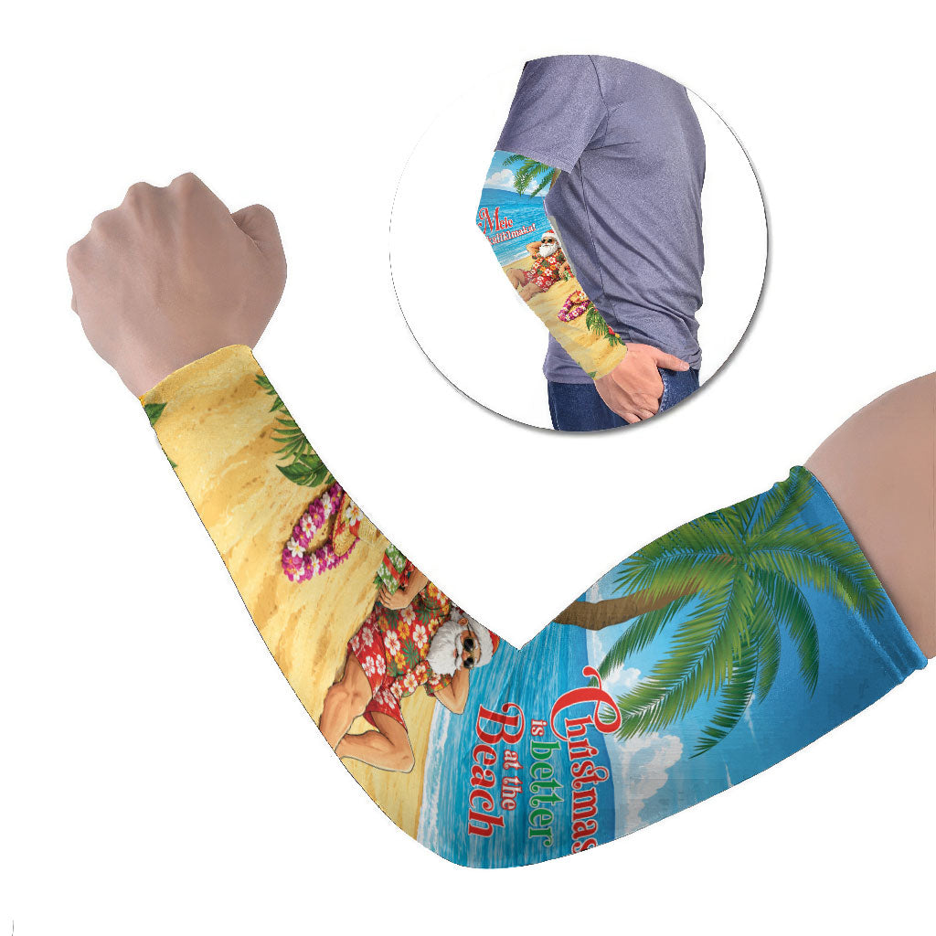 Hawaii Jolly Christmas Arm Sleeves Xmas Is Better At The Beach LT05 Set of 2 Blue - Polynesian Pride