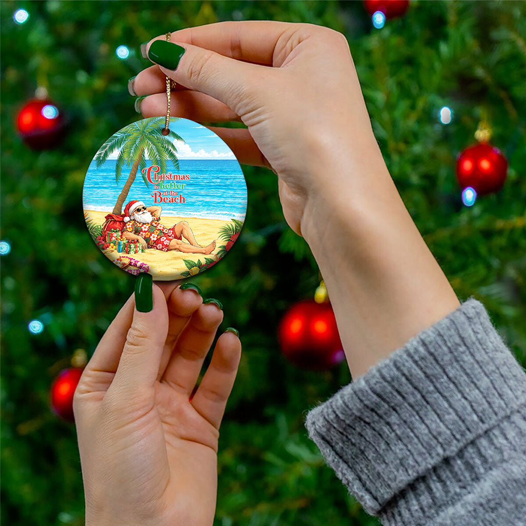 Hawaii Jolly Christmas Ceramic Ornament Xmas Is Better At The Beach LT05 - Polynesian Pride