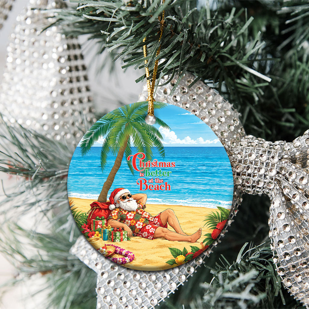 Hawaii Jolly Christmas Ceramic Ornament Xmas Is Better At The Beach LT05 - Polynesian Pride