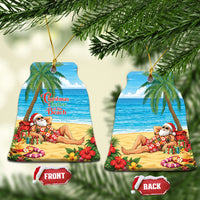Hawaii Jolly Christmas Ceramic Ornament Xmas Is Better At The Beach LT05 Bell Flake Blue - Polynesian Pride