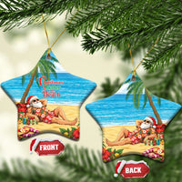 Hawaii Jolly Christmas Ceramic Ornament Xmas Is Better At The Beach LT05 Star Blue - Polynesian Pride