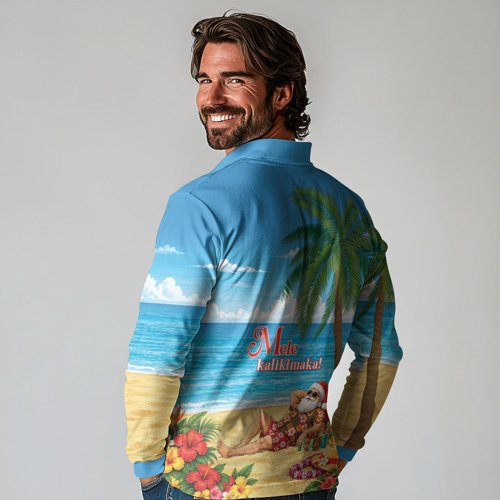 Hawaii Jolly Christmas Long Sleeve Polo Shirt Xmas Is Better At The Beach LT05 - Polynesian Pride