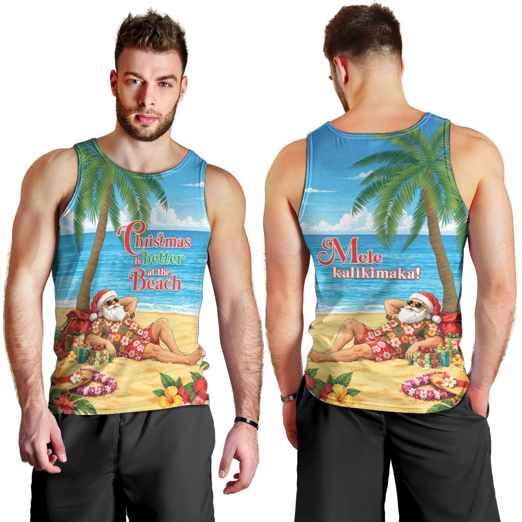 Hawaii Jolly Christmas Men Tank Top Xmas Is Better At The Beach LT05 - Polynesian Pride