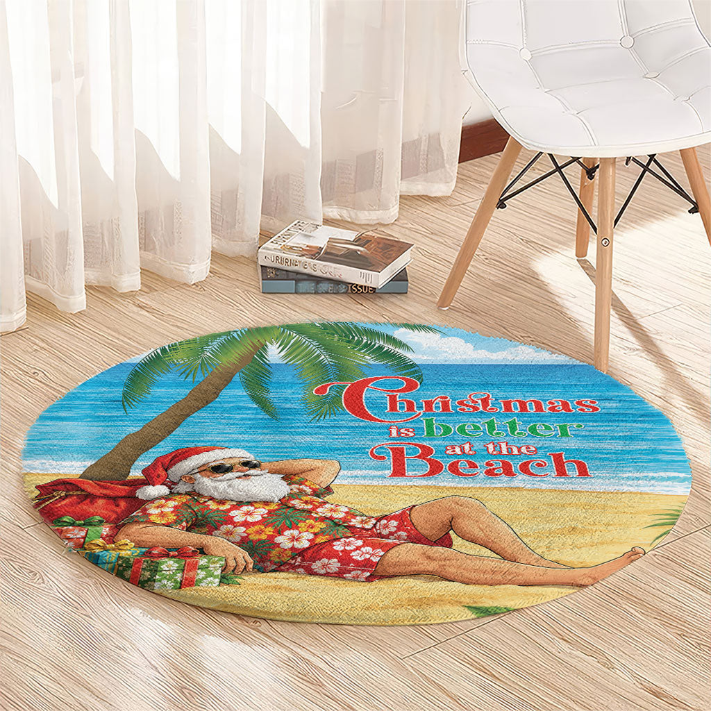 Hawaii Jolly Christmas Round Carpet Xmas Is Better At The Beach LT05 - Polynesian Pride
