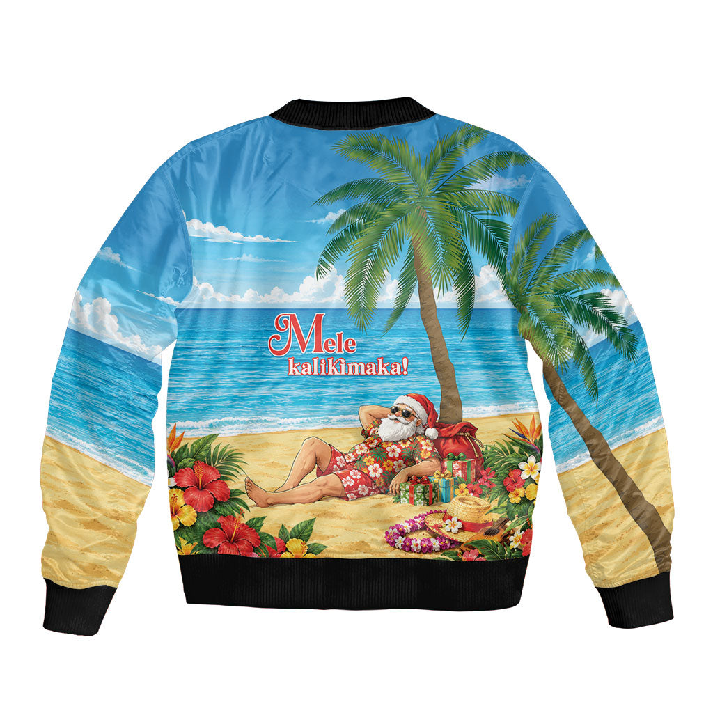 Hawaii Jolly Christmas Sleeve Zip Bomber Jacket Xmas Is Better At The Beach LT05 - Polynesian Pride
