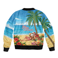 Hawaii Jolly Christmas Sleeve Zip Bomber Jacket Xmas Is Better At The Beach LT05 - Polynesian Pride