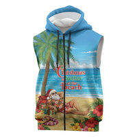 Hawaii Jolly Christmas Sleeveless Zip Hoodie Xmas Is Better At The Beach