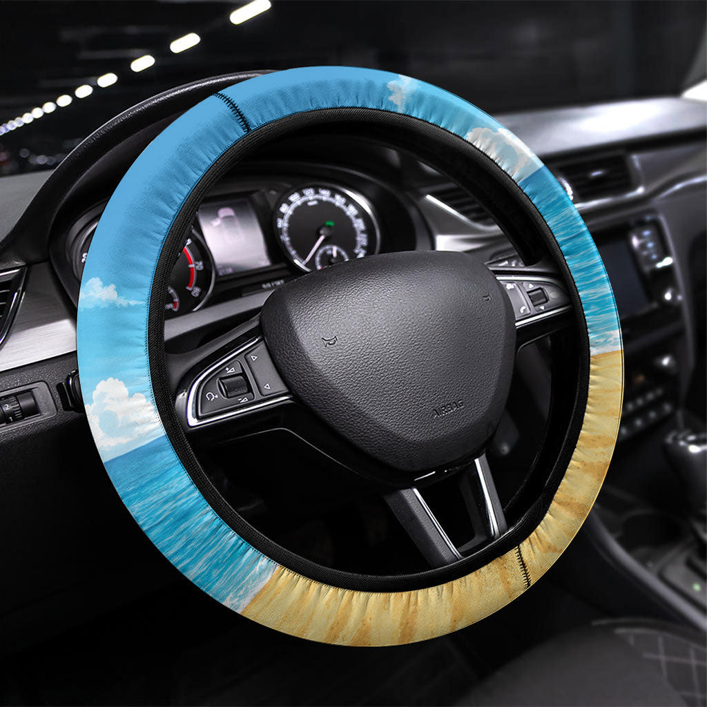 Hawaii Jolly Christmas Steering Wheel Cover Xmas Is Better At The Beach LT05 Universal Fit Blue - Polynesian Pride