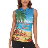 Hawaii Jolly Christmas Women Sleeveless Polo Shirt Xmas Is Better At The Beach