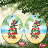 Hawaii Christmas Ceramic Ornament Have A Very Beachy Christmas LT05 Oval Multicolor - Polynesian Pride