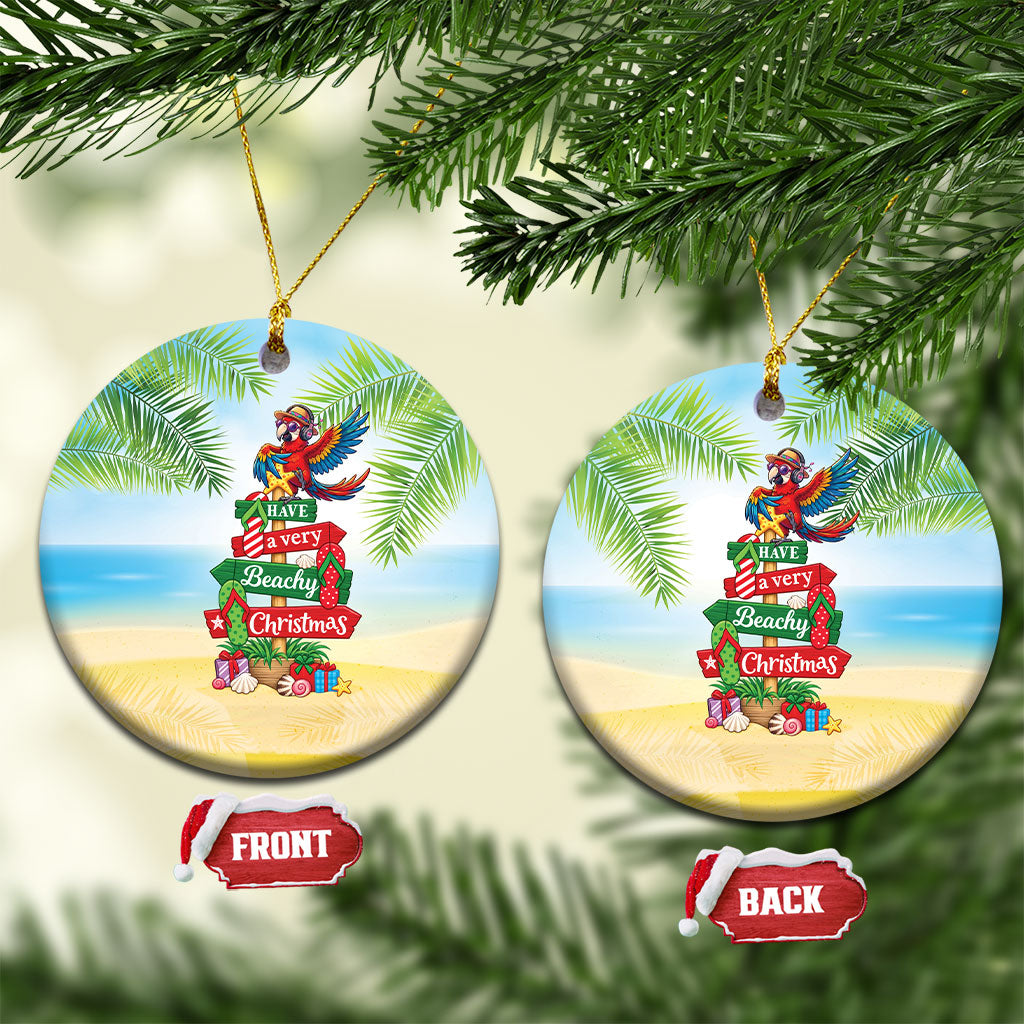 Hawaii Christmas Ceramic Ornament Have A Very Beachy Christmas LT05 Circle Multicolor - Polynesian Pride