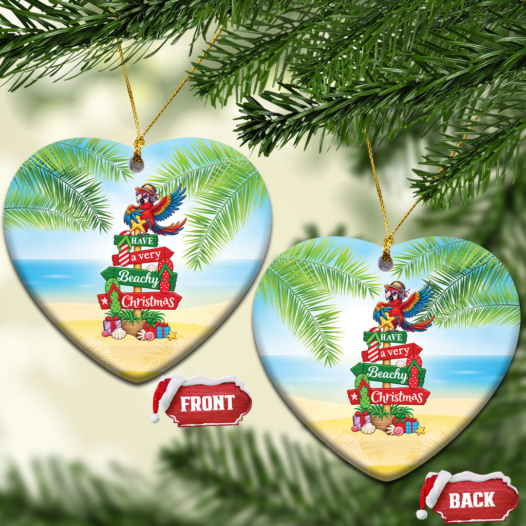 Hawaii Christmas Ceramic Ornament Have A Very Beachy Christmas LT05 Heart Multicolor - Polynesian Pride