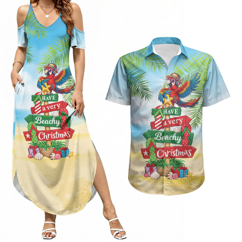 Hawaii Christmas Couples Matching Summer Maxi Dress and Hawaiian Shirt Have A Very Beachy Christmas