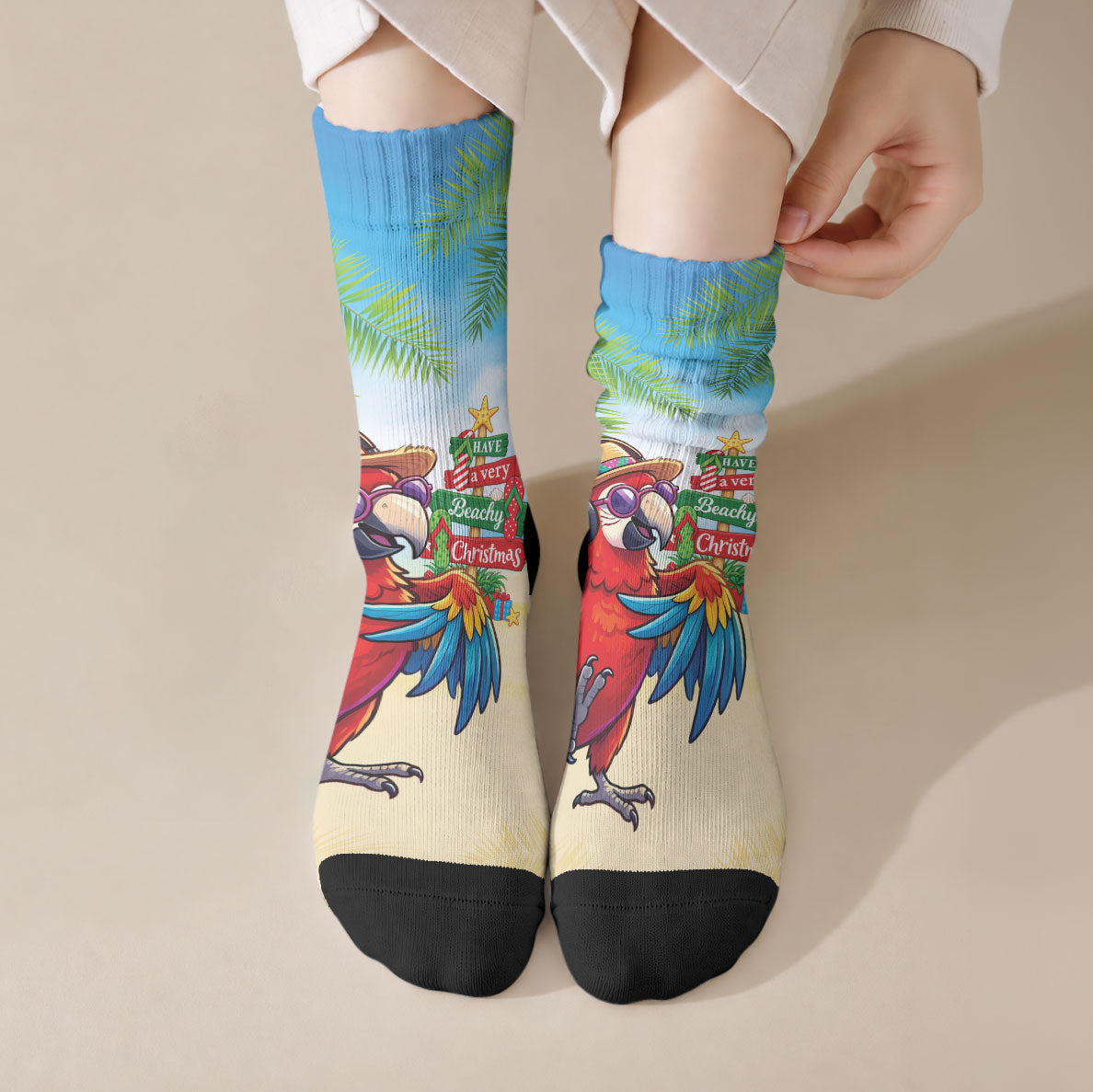 Hawaii Christmas Crew Socks Have A Very Beachy Christmas LT05 Crew Socks Multicolor - Polynesian Pride