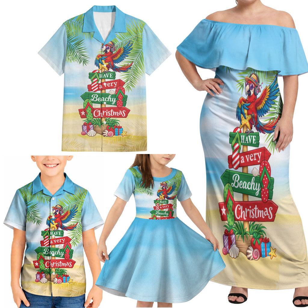 Hawaii Christmas Family Matching Off Shoulder Maxi Dress and Hawaiian Shirt Have A Very Beachy Christmas