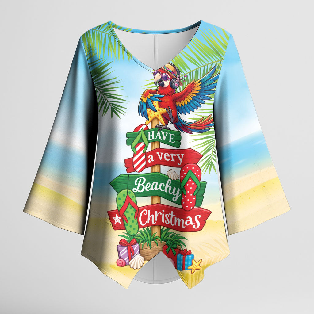 Hawaii Christmas Kimono Sleeve Blouse Have A Very Beachy Christmas LT05 Female Multicolor - Polynesian Pride