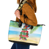 Hawaii Christmas Leather Tote Bag Have A Very Beachy Christmas
