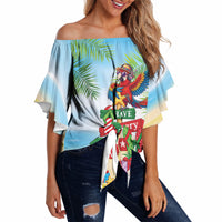 Hawaii Christmas Off Shoulder Wrap Waist Top Have A Very Beachy Christmas LT05 Multicolor - Polynesian Pride