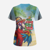 Hawaii Christmas Scrub Top Have A Very Beachy Christmas LT05 - Polynesian Pride