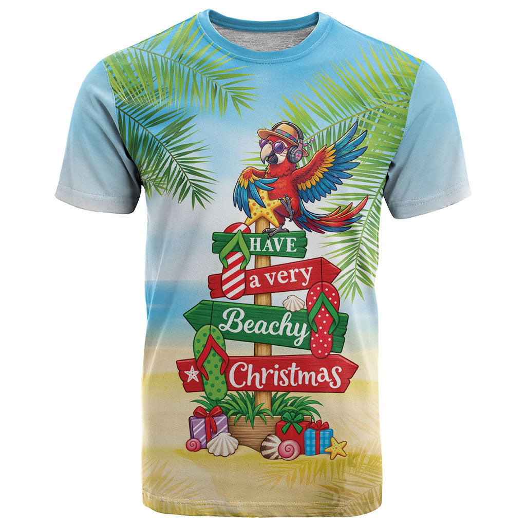 Hawaii Christmas T Shirt Have A Very Beachy Christmas LT05 Multicolor - Polynesian Pride