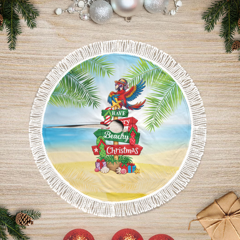 Hawaii Christmas Tree Skirt Have A Very Beachy Christmas LT05 Fringed Multicolor - Polynesian Pride