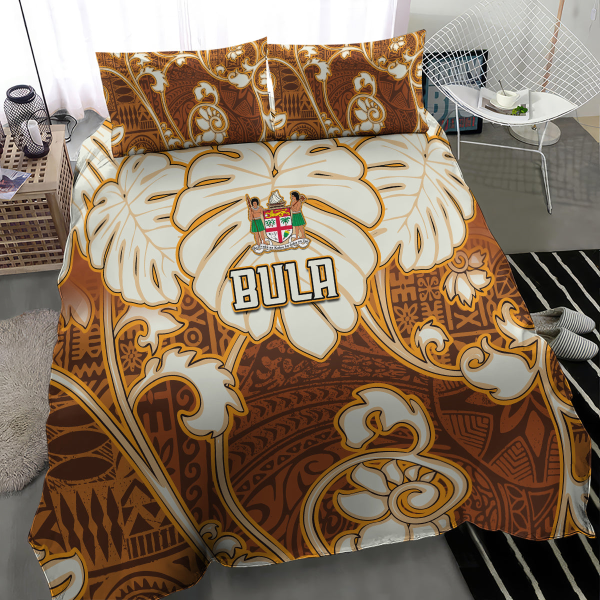 Fiji Spring Break Bedding Set Fijian Tapa Pattern Brown LT05 - Polynesian Pride