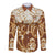 Personalized Fiji Spring Break Long Sleeve Button Shirt Fijian Tapa Pattern Brown LT05 Unisex Brown - Polynesian Pride
