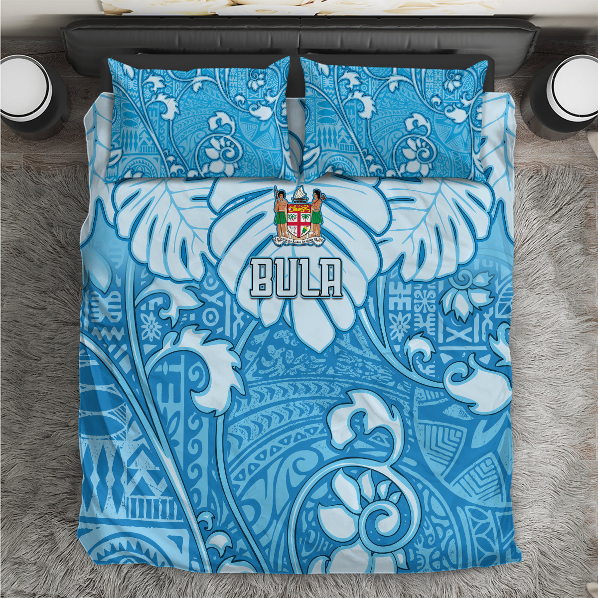 Fiji Spring Break Bedding Set Fijian Tapa Pattern Blue LT05 Blue - Polynesian Pride