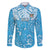 Personalized Fiji Spring Break Family Matching Short Sleeve Bodycon Dress and Hawaiian Shirt Fijian Tapa Pattern Blue LT05 Dad's Shirt - Long Sleeve Blue - Polynesian Pride