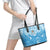 Fiji Spring Break Leather Tote Bag Fijian Tapa Pattern Blue LT05 - Polynesian Pride