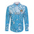 Personalized Fiji Spring Break Long Sleeve Button Shirt Fijian Tapa Pattern Blue LT05 Unisex Blue - Polynesian Pride